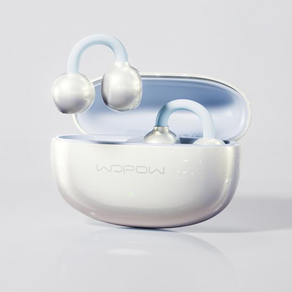 沃品夹耳式真无线蓝牙耳机OWS26珠光白